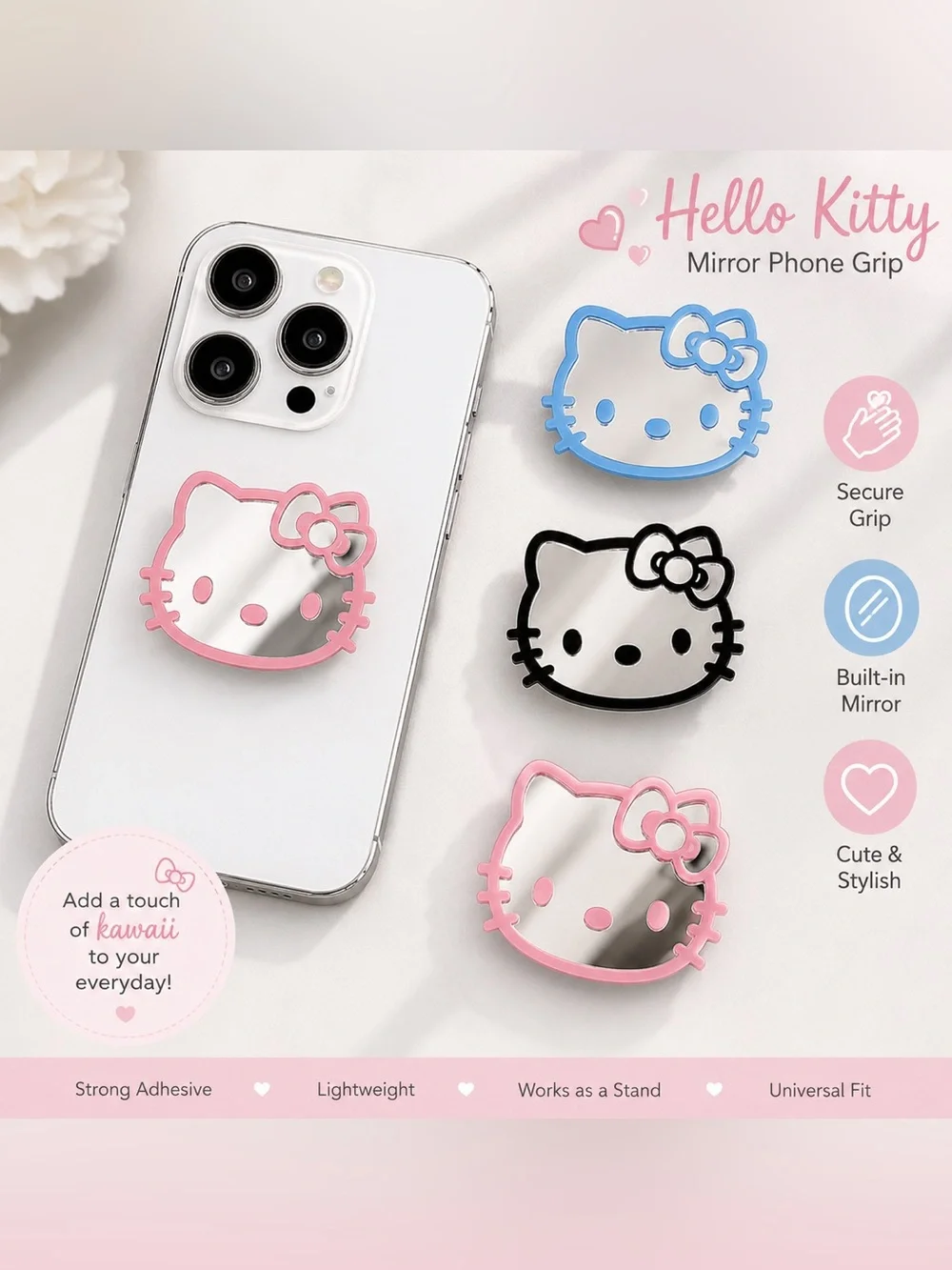 Hello Kitty Mirror Phone Grip - Pink ONLY